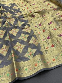 Nisha Grey Soft Cotton Pattu Kanjivaram Silk