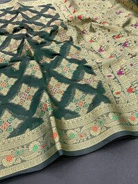 Nisha Green Soft Cotton Pattu Kanjivaram Silk