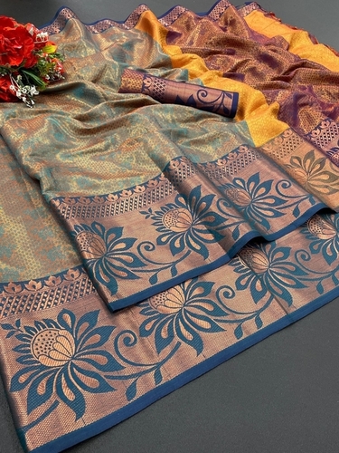 Gulmahar C-Green Kanjivaram Silk Saree
