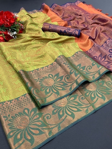 Gulmahar Perrot Kanjivaram Silk Saree