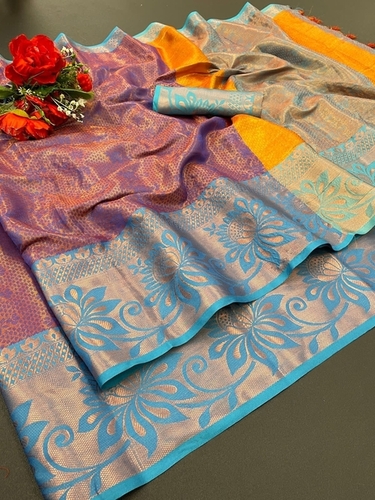 Casual Gulmahar Purple Kanjivaram Silk Saree