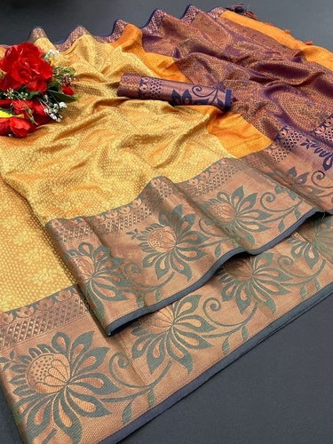 Yellow Gulmahar Yellow1 Kanjivaram Silk Saree