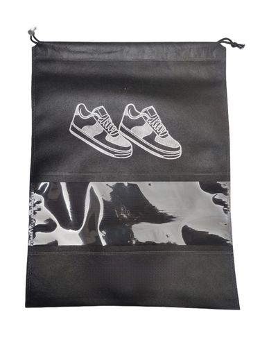 Non woven Shoe Bag Black with Transparent Window 12 by 16 inch