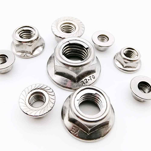 Silver Metal Insert Lock Flange Nuts