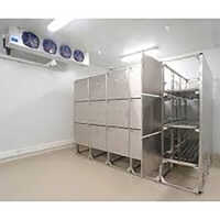 Mortuary Cold Room - Steel Material, Grey And White Color, One Door Design | Reliable Cold Storage Solution For Funeral Homes