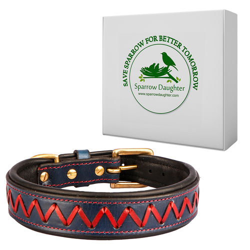 Sparrow Daughter Leather Dog Collar For Large And Medium Dogs In Braided Design