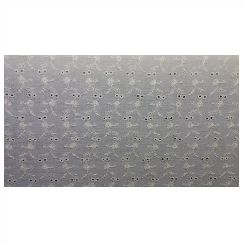 Grey Cotton Embroidered Fabric