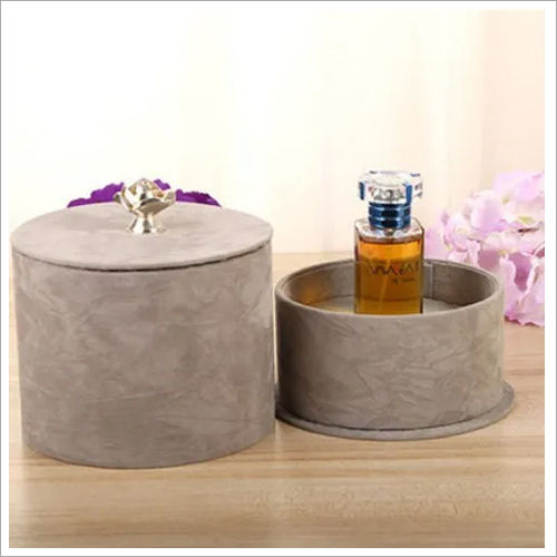 Matte Lamination Round Shape Wooden Perfume Box