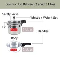 2 L 3 L 5 L Pressure Cooker and Pressure Pan Combo