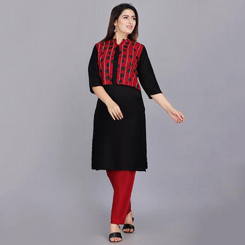 Ladies Kurtis With Red Jacket Set