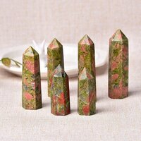 Green Unakite Gemstone Crystal Tower Pencil Point Healing Wand Stick