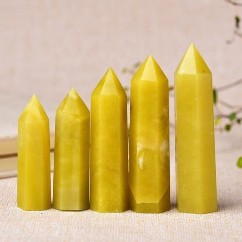 Lemon Jade Gemstone Crystal Tower Pencil Point Healing Wand Stick