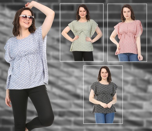 Ladies Kaftan Top - Printed Fabric, Elegant Design For Effortless Style | Perfect For Summer Outings And Casual Gatherings