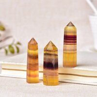 Yellow Fluorite Gemstone Crystal Pencil Point Tower Healing Wand Stick