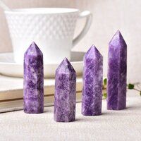 Purple Lepidolite Gemstone Crystal Tower Pencil Point Healing Wand Stick