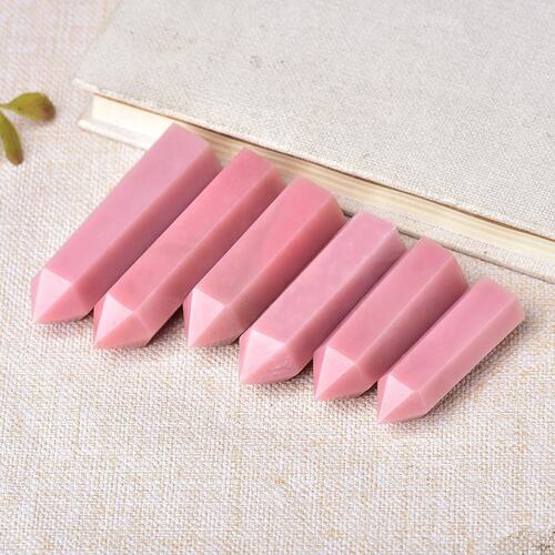 Pink Opal Gemstone Crystal Tower Pencil Point Healing Wand Stick