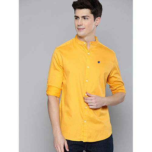 Yellow Mens Slim Fit Solid Mustard Shirt