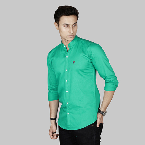 Mens Slim Fit Solid Dark Sea Green Shirt