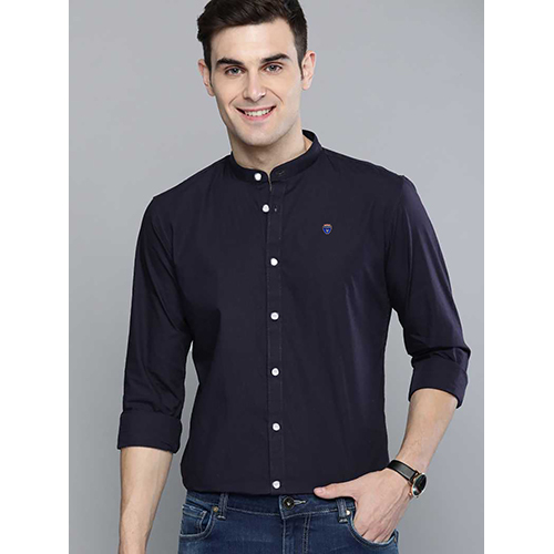 Mens Slim Fit Solid Blue Shirt