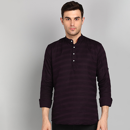 Mens Striped Cotton Straight Kurta