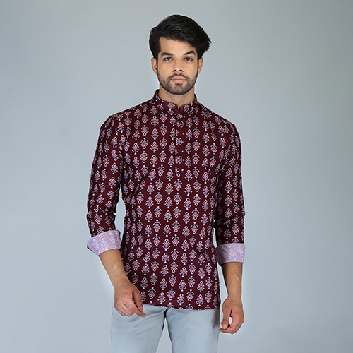 Mens Printed Short Kurta