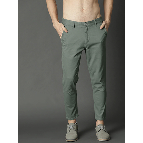 Mens Slim Fit Light Green Cotton Blend Trouser