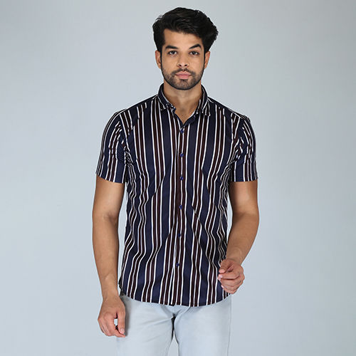 Quick Dry Mens Slim Fit Striped Shirt