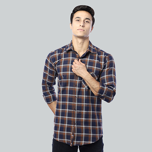 Mens Brown Check Shirt