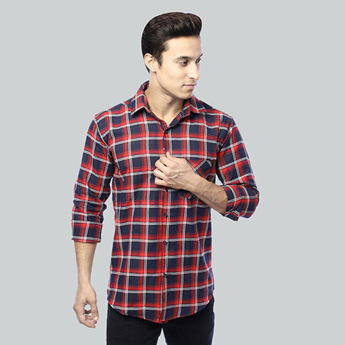 Quick Dry Mens Red Check Shirt