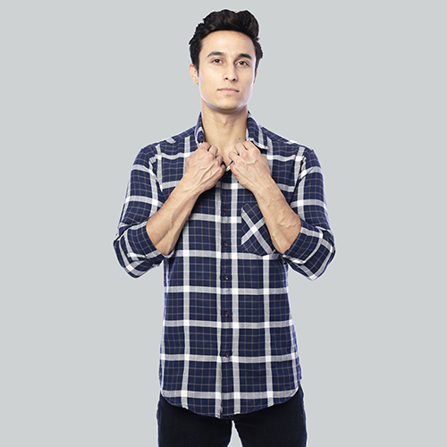 Mens Slim Fit Checkered Casual Shirt