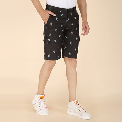 Mens Printed Black Chino Shorts Gender: Male