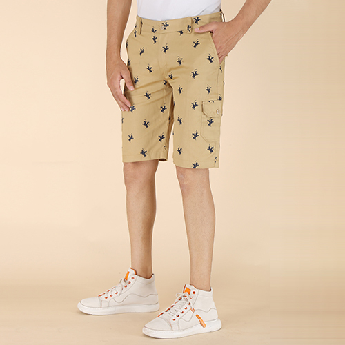 Mens Printed Beige Chino Shorts