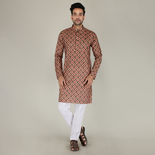 Mens Printed Straight Kurta