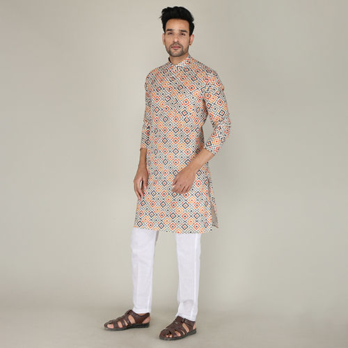 Mens Printed Fancy Straight Kurta