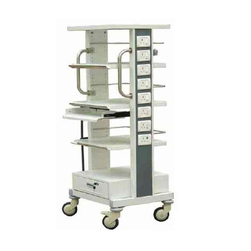 Adjustable Height 31X24X55 Inch Monitor Room Trolley