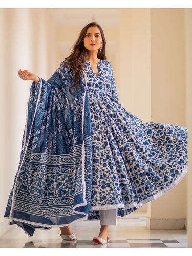 Bansi Blue Rayon Cotton Kurti