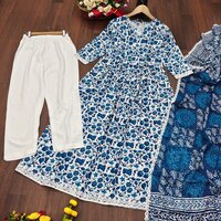 Bansi Blue Rayon Cotton Kurti