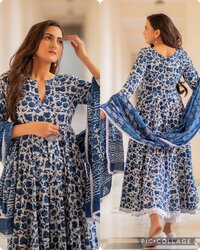 Bansi Blue Rayon Cotton Kurti