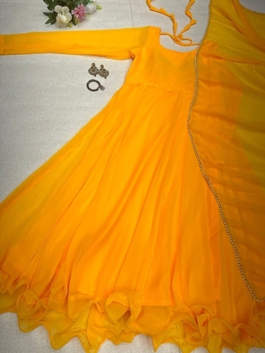 Charvi Yellow Georgette Kurti