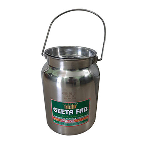 Silver Stainless Steel 304 Milk Can Without Base Ring 10 Ltr