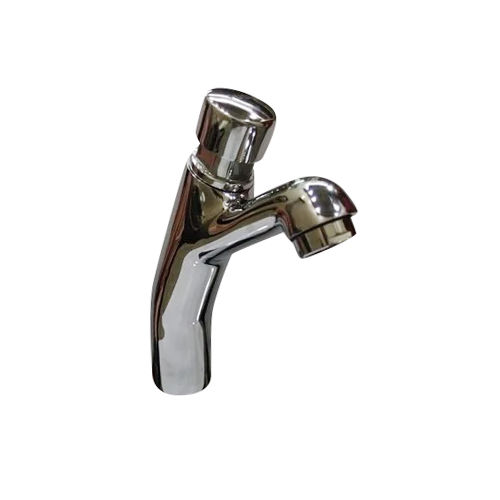 Silver Brass Self Closing High Neck Pillar Tap