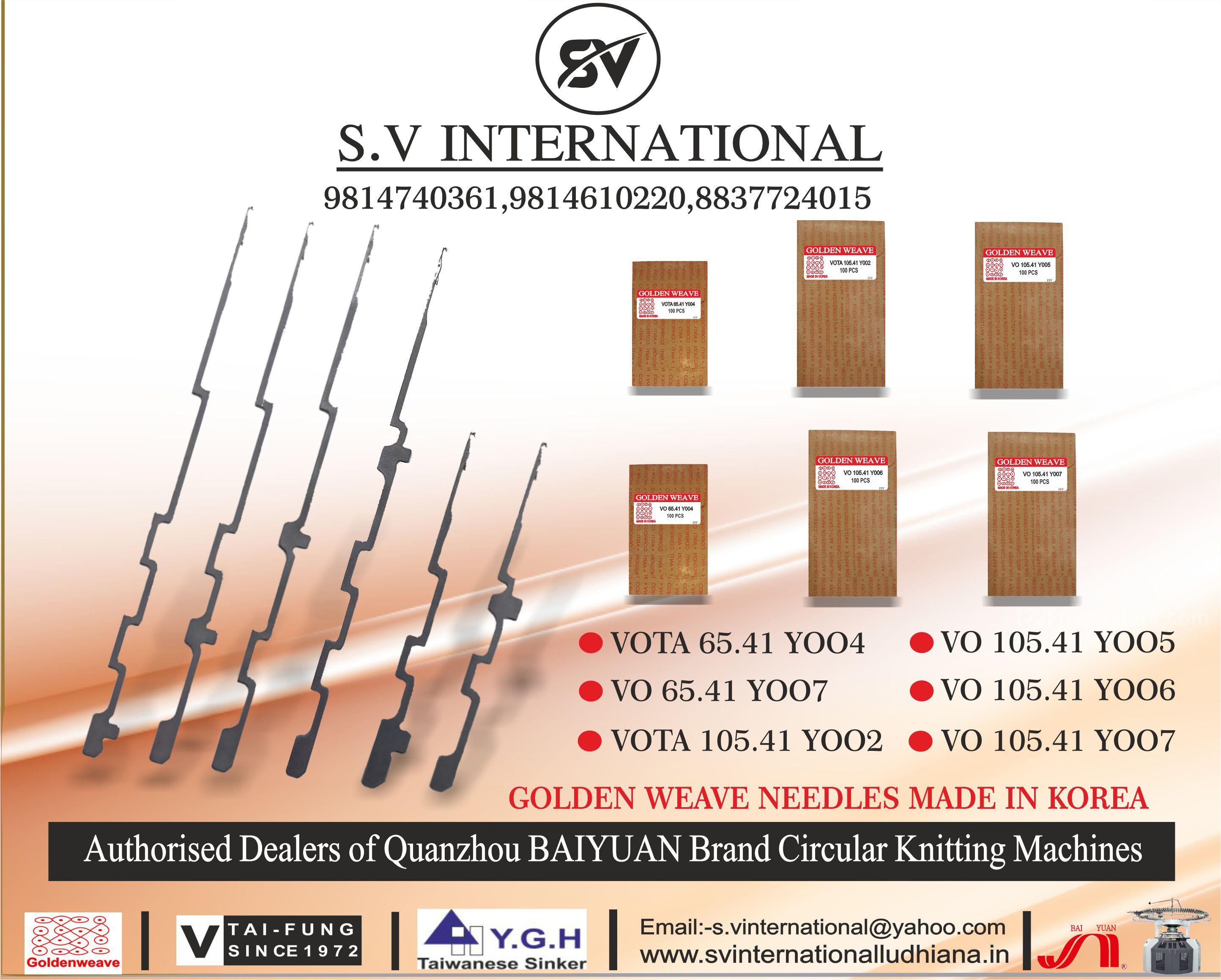 VOTA-VO 65.41 Y004-7 and VOTA-VO 105.41Y002-5-6-7 -Golden Weave Brand