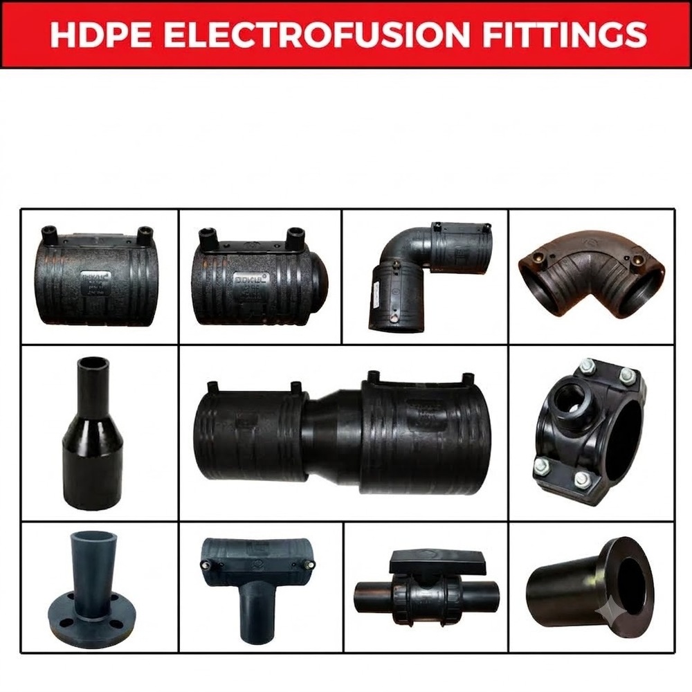 Hdpe Electrofusion Reducer - PE 100 Material, 20MM to 315MM Diameter, Black Color | Round Shape, Coupler, Elbow, Tee, End Cap Usage
