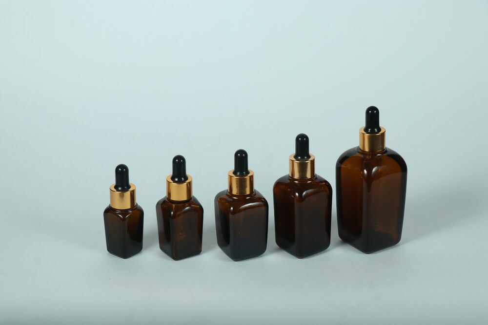 18cm Amber Rectangle Glass Dropper Bottle - Glass Material Round Shape Brown Color Versatile Size Options