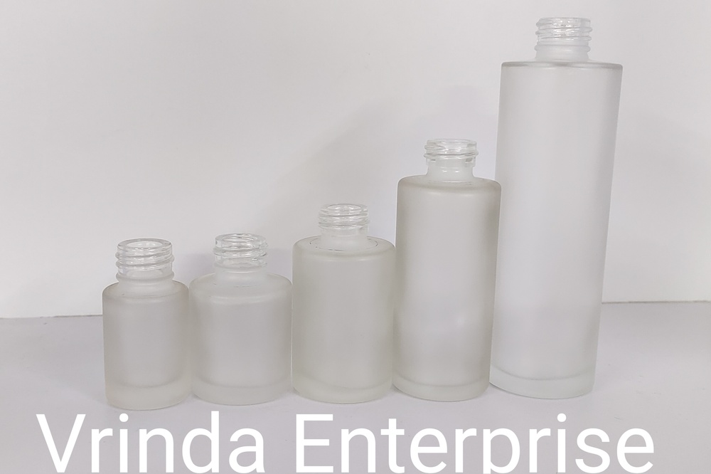 20 ml Clear Frosted Flatshoulder - Glass Round Shape Transparent Color | Pump Sprayer Various Size Options Available