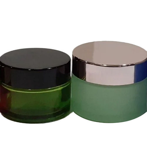 Green 50Gm Glass Cosmetic Jar