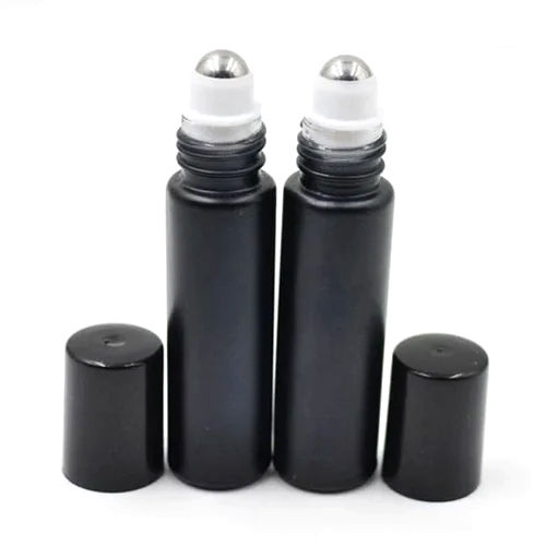 Round 10Ml Matt Black Glass Roll On Bottles