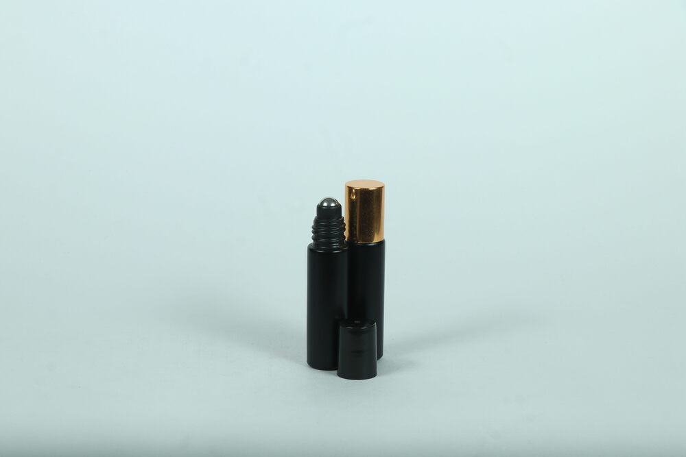 10ml Matt Black Glass Roll On Bottles - Glass Material Round Shape Various Sizes | Elegant Black Color Seamless Roll On Sealing