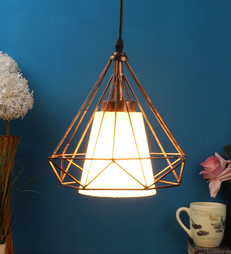 Antique Brass Metal Single Hanging Light Pendant Round Shape High Quality Export Worthy Packing