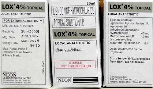 Lox 4% Topical Inj Ingredients: Lidocaine (4%)